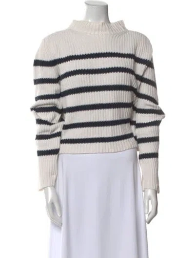 Pre-owned Goop G. Label Striped Mock Neck Sweater In Neutral
