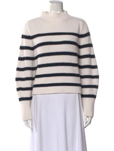 Pre-owned Goop G. Label Striped Mock Neck Sweater In Neutral