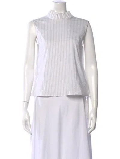 Pre-owned Goop G. Label Striped Mock Neck Top In White