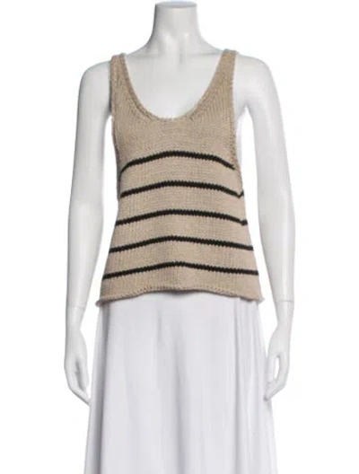 Pre-owned Goop G. Label Striped Scoop Neck Top In Neutral