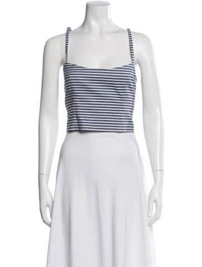 Pre-owned Goop G. Label Striped Square Neckline Crop Top In Blue