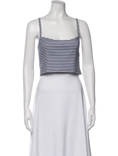 Pre-owned Goop G. Label Striped Square Neckline Crop Top In Gray