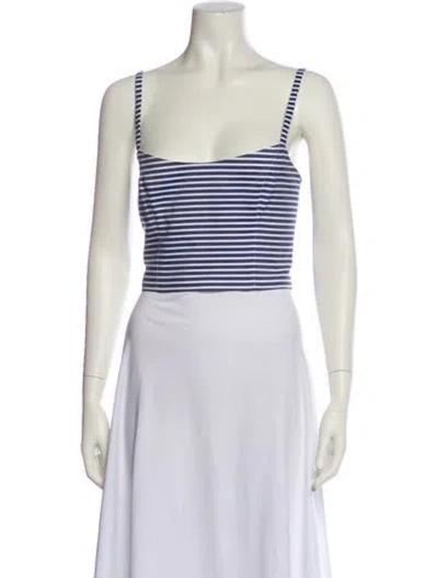 Pre-owned Goop G. Label Striped Square Neckline Crop Top In Neutral