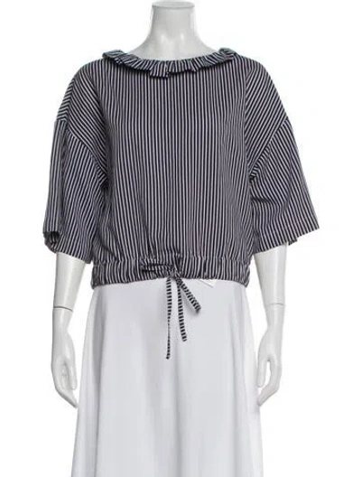 Pre-owned Goop G. Label Striped Three-quarter Sleeve Blouse In Purple