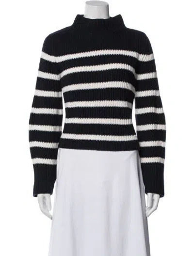 Pre-owned Goop G. Label Striped Turtleneck Sweater In Blue