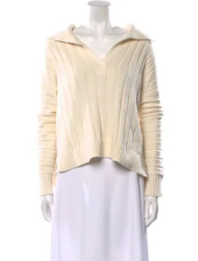 Pre-owned Goop G. Label Striped V-neck Sweater In Neutral