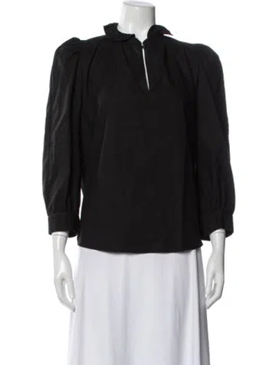 Pre-owned Goop G. Label Three-quarter Sleeve Blouse In Gray