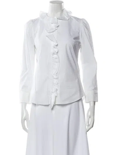 Pre-owned Goop G. Label Three-quarter Sleeve Blouse In White