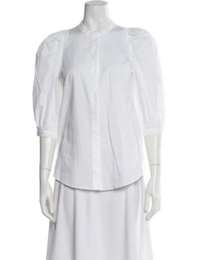 Pre-owned Goop G. Label Three-quarter Sleeve Blouse In White