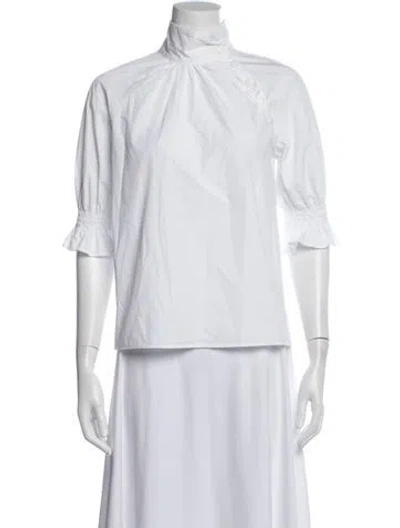 Pre-owned Goop G. Label Three-quarter Sleeve Blouse In White