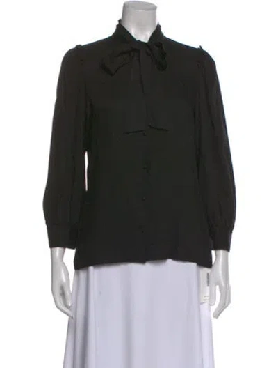 Pre-owned Goop G. Label Tie Neck Long Sleeve Blouse In Black