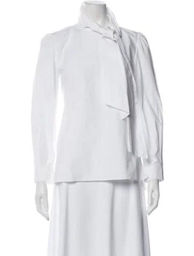 Pre-owned Goop G. Label Tie Neck Long Sleeve Blouse In White