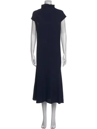 Pre-owned Goop G. Label Turtleneck Long Dress In Blue