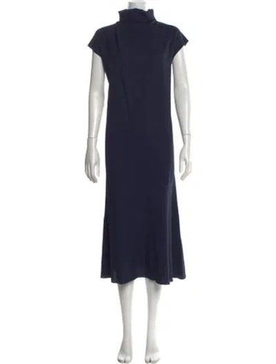Pre-owned Goop G. Label Turtleneck Long Dress In Blue
