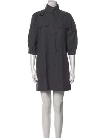 Pre-owned Goop G. Label Turtleneck Mini Dress In Gray