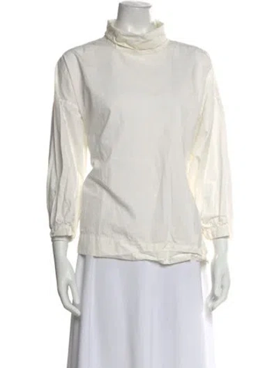 Pre-owned Goop G. Label Turtleneck Three-quarter Sleeve Top In White