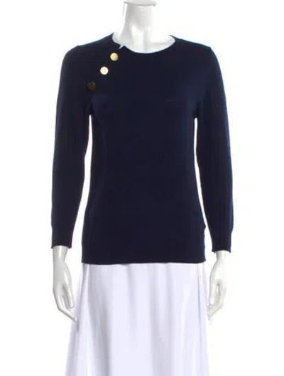 Pre-owned Goop G. Label Virgin Wool Crew Neck Sweater In Blue