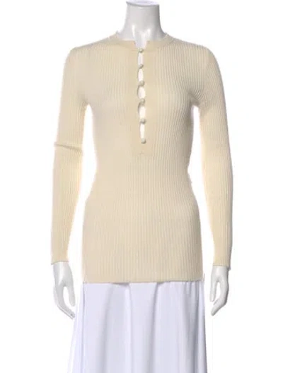 Pre-owned Goop G. Label Virgin Wool Crew Neck Sweater In White