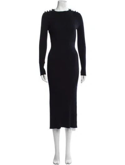 Pre-owned Goop G. Label Virgin Wool Long Dress In Blue