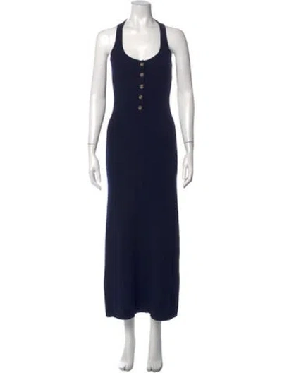 Pre-owned Goop G. Label Virgin Wool Long Dress In Blue