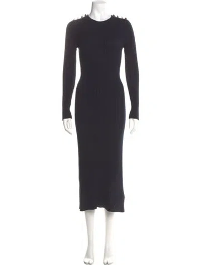 Pre-owned Goop G. Label Virgin Wool Long Dress In Gray