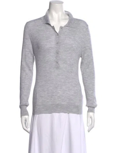 Pre-owned Goop G. Label Virgin Wool Long Sleeve Polo In Gray