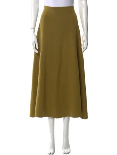 Pre-owned Goop G. Label Virgin Wool Midi Length Skirt In Green