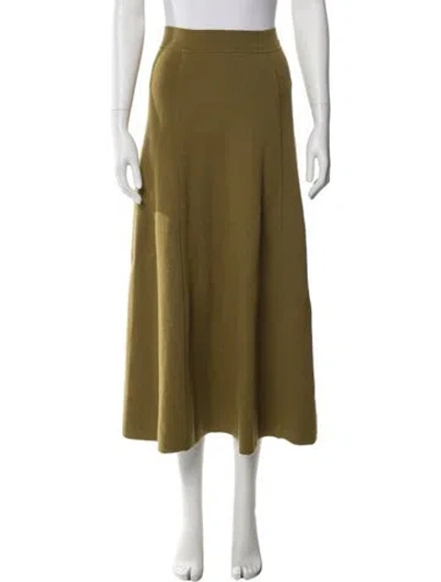 Pre-owned Goop G. Label Virgin Wool Midi Length Skirt In Green