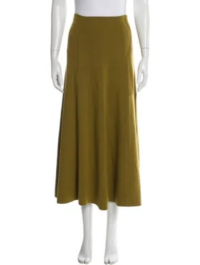 Pre-owned Goop G. Label Virgin Wool Midi Length Skirt In Green