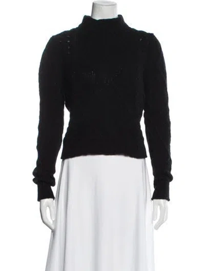 Pre-owned Goop G. Label Virgin Wool Mock Neck Sweater In Black
