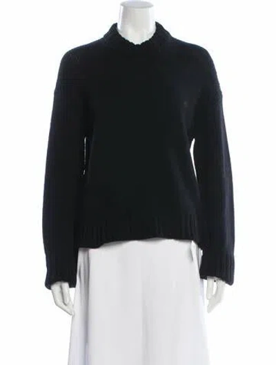 Pre-owned Goop G. Label Virgin Wool Mock Neck Sweater In Black