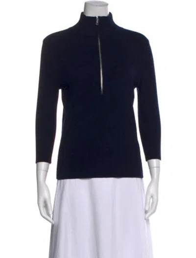 Pre-owned Goop G. Label Virgin Wool Mock Neck Sweater In Black