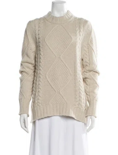Pre-owned Goop G. Label Virgin Wool Mock Neck Sweater In Neutral