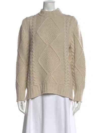 Pre-owned Goop G. Label Virgin Wool Mock Neck Sweater In Neutral
