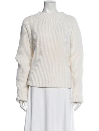 Pre-owned Goop G. Label Virgin Wool Mock Neck Sweater In Neutral