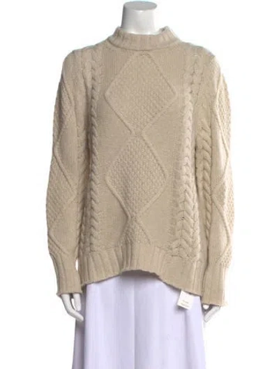 Pre-owned Goop G. Label Virgin Wool Mock Neck Sweater In Neutral