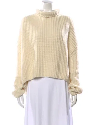 Pre-owned Goop G. Label Virgin Wool Mock Neck Sweater In Neutral