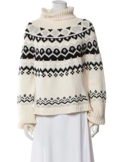 Pre-owned Goop G. Label Virgin Wool Patterned Sweater In Neutral