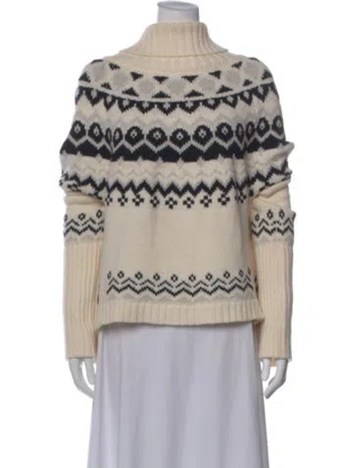 Pre-owned Goop G. Label Virgin Wool Patterned Sweater In Neutral