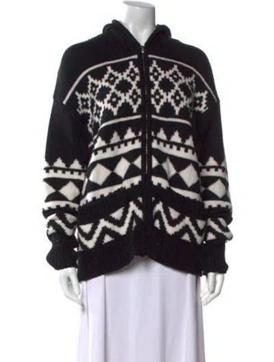 Pre-owned Goop G. Label Virgin Wool Printed Sweater In Black