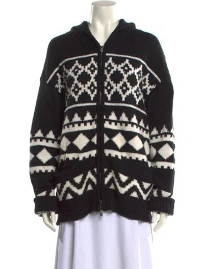 Pre-owned Goop G. Label Virgin Wool Printed Sweater In Black