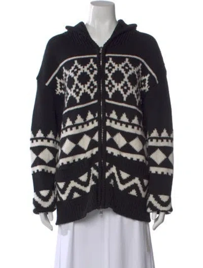 Pre-owned Goop G. Label Virgin Wool Printed Sweater In Black