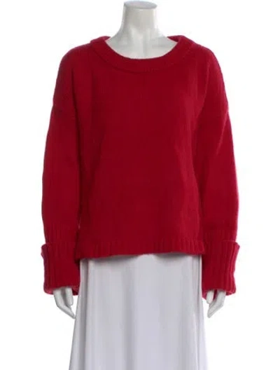 Pre-owned Goop G. Label Virgin Wool Scoop Neck Sweater In Red