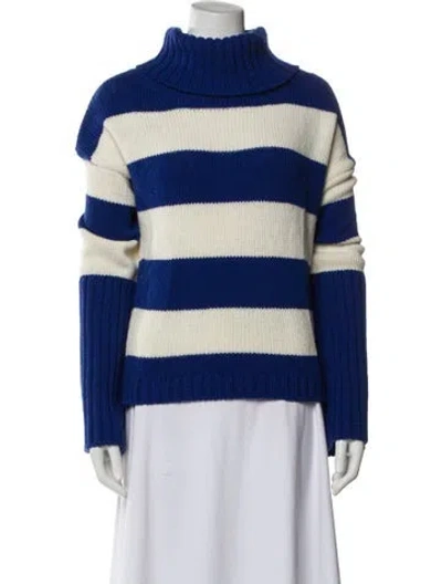 Pre-owned Goop G. Label Virgin Wool Striped Sweater In Blue