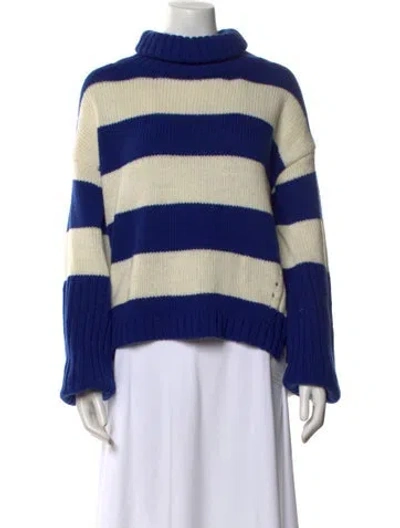 Pre-owned Goop G. Label Virgin Wool Striped Sweater In Blue