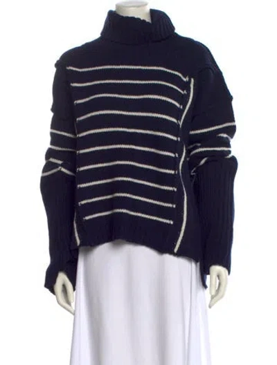 Pre-owned Goop G. Label Virgin Wool Striped Sweater In Blue