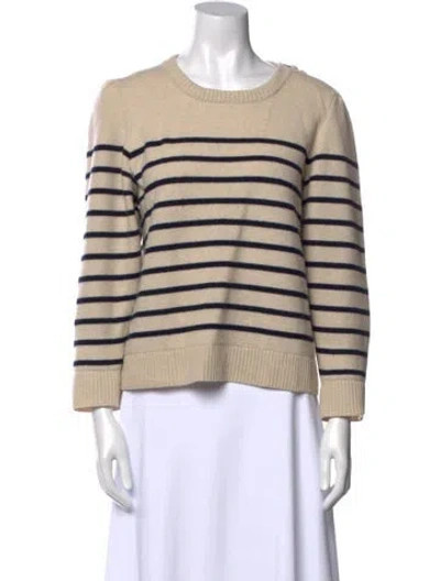 Pre-owned Goop G. Label Virgin Wool Striped Sweater In Neutral