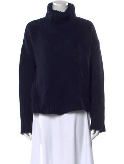 Pre-owned Goop G. Label Virgin Wool Turtleneck Sweater In Blue