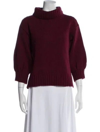 Pre-owned Goop G. Label Virgin Wool Turtleneck Sweater In Burgundy