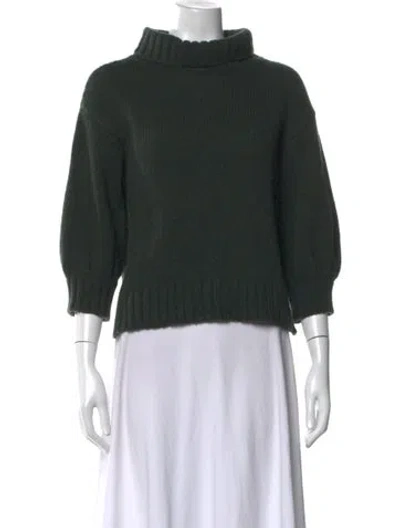 Pre-owned Goop G. Label Virgin Wool Turtleneck Sweater In Green